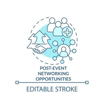 Post event networking opportunities turquoise concept icon Stock Illustration