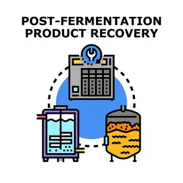 Post fermentation product recovery process illustration Illustrazione stock