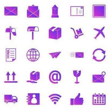 Post gradient icons on white background Stock Illustration