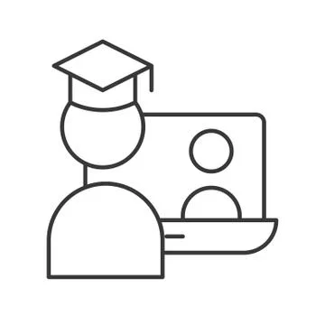 Post graduated self learning by online course, e-learning education icon set Stock Illustration