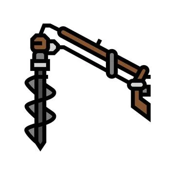 Post hole digger tractor color icon vector illustration Stock Illustration