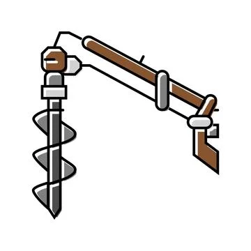 Post hole digger tractor color icon vector illustration Stock Illustration