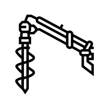 Post hole digger tractor line icon vector illustration Stock Illustration