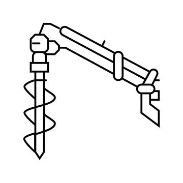 Post hole digger tractor line icon vector illustration Stock Illustration