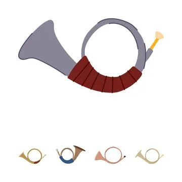 Post horn instrument set creating communication concept Illustration