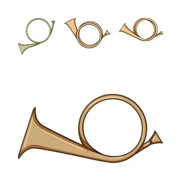 Post horn musical instruments isolated on white background Stock Illustration