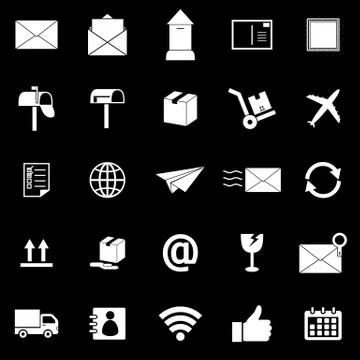 Post icons on black background Stock Illustration