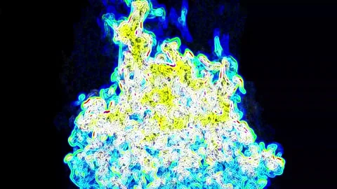 Post-impressionist coloured fire on a black background. Stock Footage 240598786