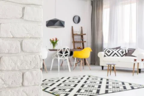 Post industrial elements in contemporary interior decor Stock Photos