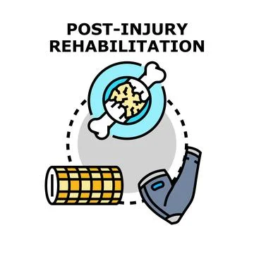 Post injury rehabilitation process vector concept Stock Illustration