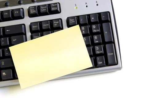 Post-it on keyboard Stock Photos