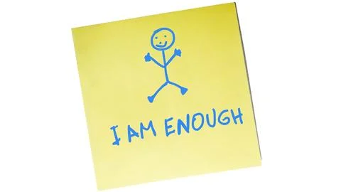 Post-it note with i am enough affirmation for self-esteem Stock Photos
