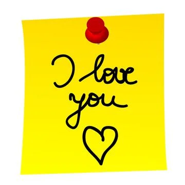 Post-it note with i love you isolated on white background Stock Illustration