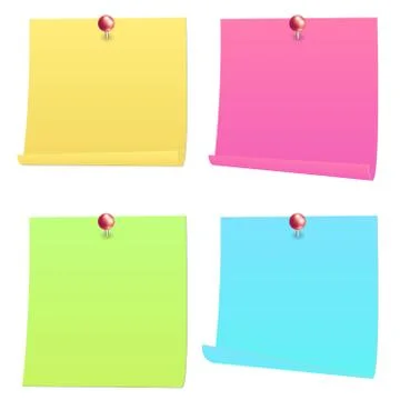 Post it note paper with red pin Stock Illustration