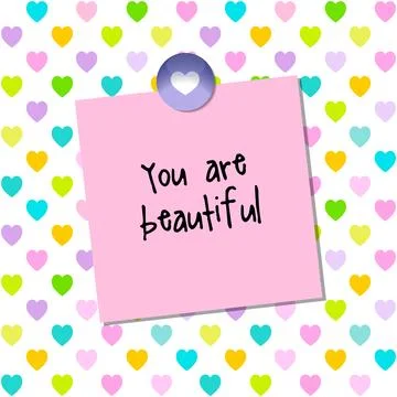 Post it, note paper, You are beautiful Stock Illustration