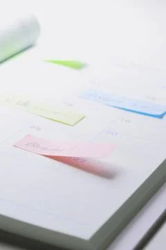 Post-it notes on a notebook Foto stock
