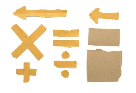 Post-it paper, text frame, tear paper into symbols addition subtraction multi Stock Photos