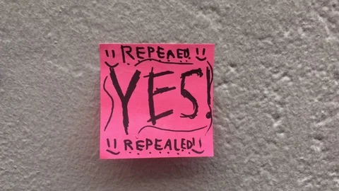 Post-it says "YES" repealed, abortion referendum, Dublin, Ireland - 2018 Video stock 90234916