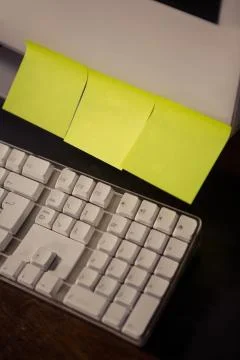 Post it sticking on a computer Foto stock