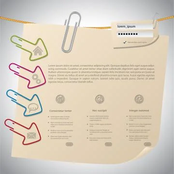 Post it website template design Stock Illustration