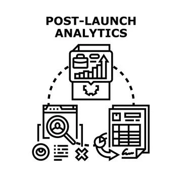 Post launch analytics analyzing business strategy performance Stock Illustration