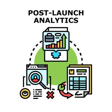 Post launch analytics analyzing business strategy performance Stock Illustration