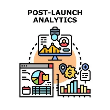 Post launch analytics measuring business performance strategy Stock Illustration