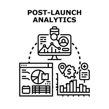 Post launch analytics measuring business performance strategy Stock Illustration
