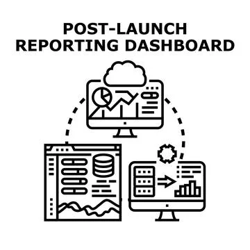 Post launch reporting dashboard visualizing business data analysis Иллюстрация