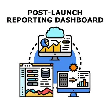 Post launch reporting dashboard visualizing business data analysis Stock Illustration