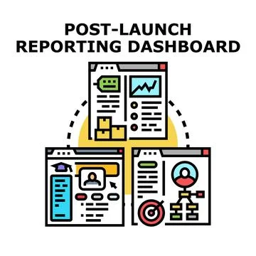 Post launch reporting dashboard visualizing business analytics Stock Illustration