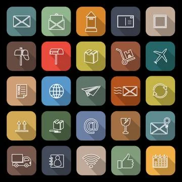 Post line flat icon with long shadow Stock-Illustration