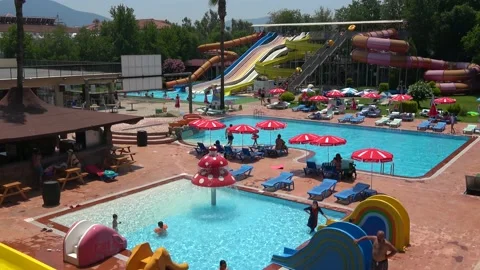 Post-lockdown week-end day in Water park Stock Footage 134848489