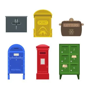 Post mail box vector set Stock Illustration