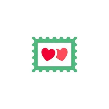 Post mail stamp icon or Valentines day symbol Stock Illustration