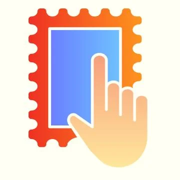 Post mark with hand line icon. Glue sticker and pointer. Postal service vector イラスト素材