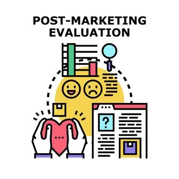 Post marketing evaluation analyzing customer satisfaction and product perfo.. Stock Illustration