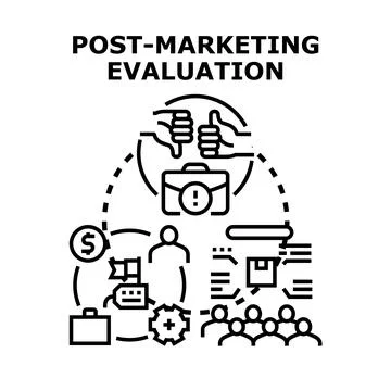 Post marketing evaluation process analyzing product success and feedback Stock Illustration