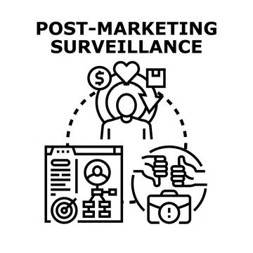 Post marketing surveillance analytics tracking product feedback Stockillustratie