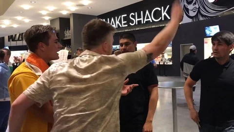 Post-match brawl erupts between fans of McGregor and Nurmagomedov Stock Footage 106317356