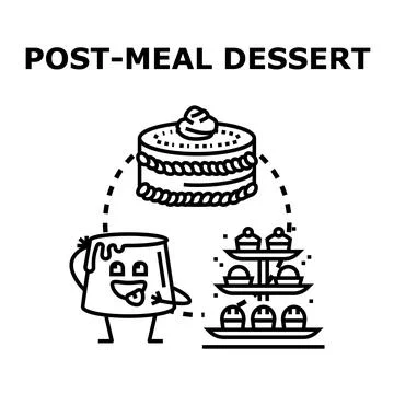Post meal dessert concept with various sweets Stock Illustration