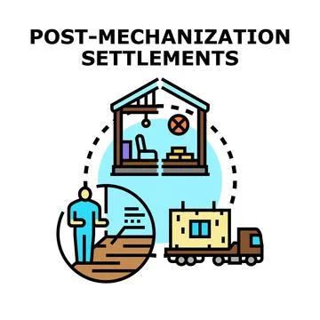 Post mechanization settlements concept with modular housing Ilustración de archivo