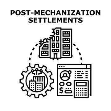 Post mechanization settlements planning and urban development concept Stock Illustration