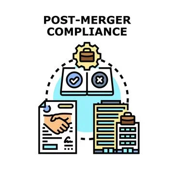 Post merger compliance management process icon concept Stock Illustration