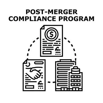 Post merger compliance program for business integration Illustrazione stock