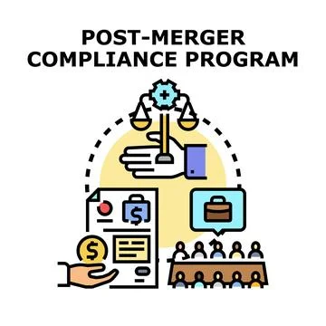 Post merger compliance program concept vector illustration Stock Illustration