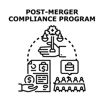 Post merger compliance program concept vector illustration Stock Illustration