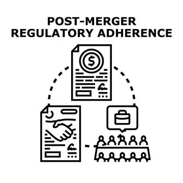 Post merger regulatory adherence process concept Stock Illustration