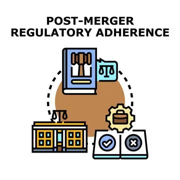 Post merger regulatory adherence process concept illustration Stock Illustration