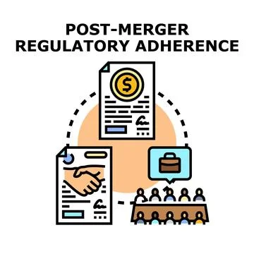 Post merger regulatory adherence process concept Stock Illustration